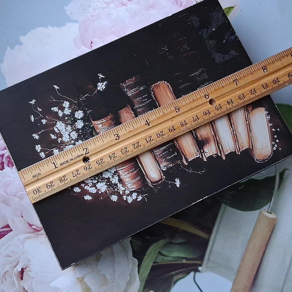 Fashionable Book Stack With Babys Breath Wooden Wall Plaque - Picture 3 of 5